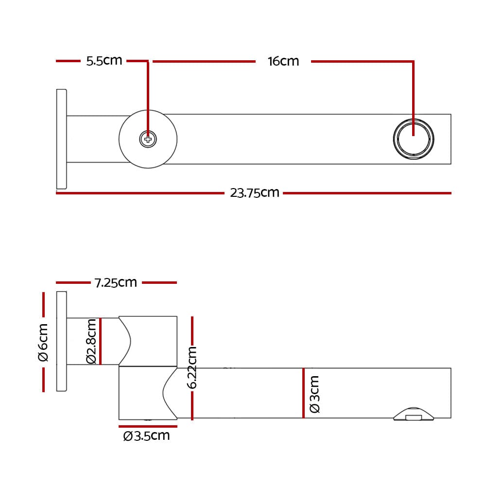 Cefito Home & Garden > Bathroom Accessories > Shower Accessories Cefito Bathroom Mixer Spout Wall Bath Tap Round Swivel Bathtub Black