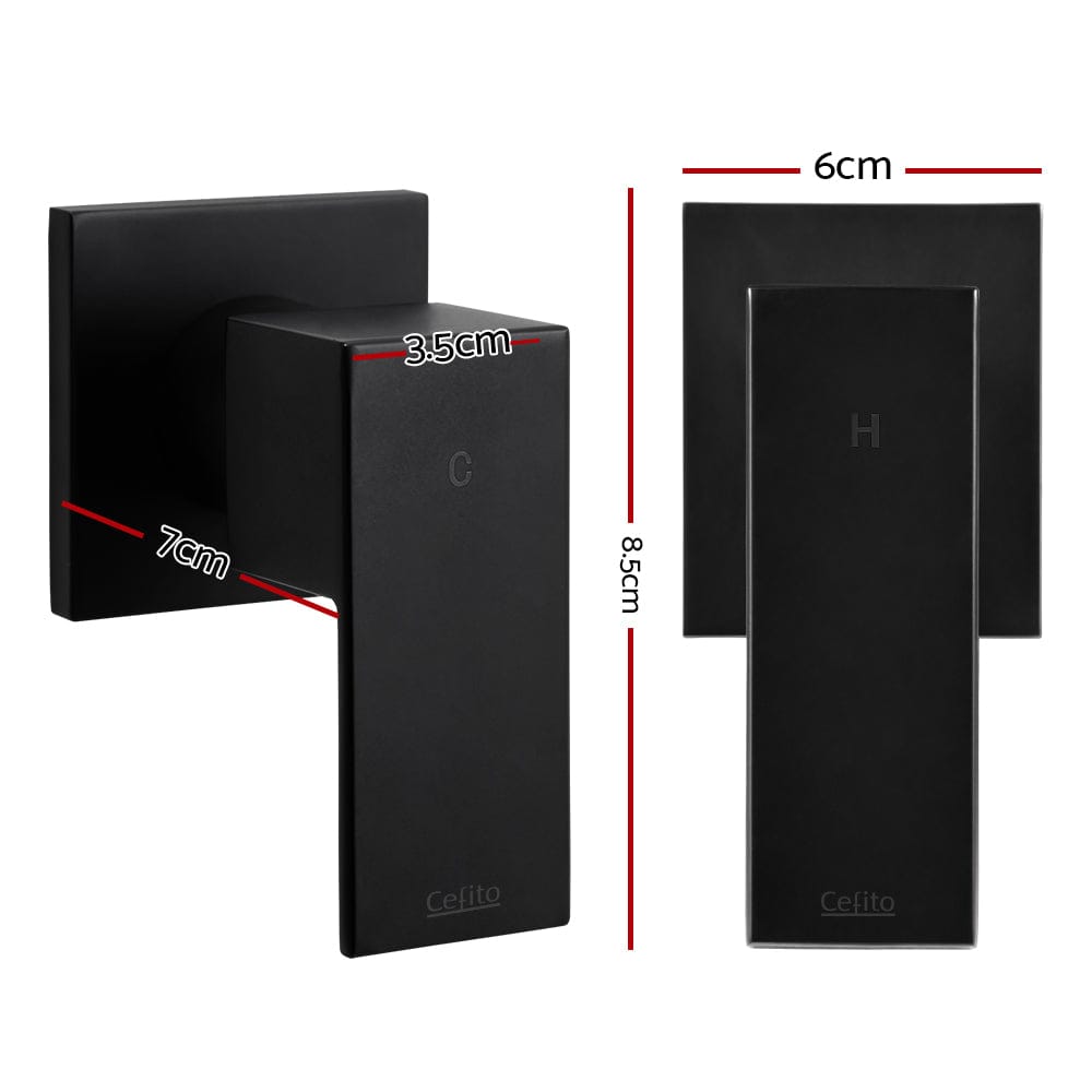 Cefito Home & Garden > Bathroom Accessories > Shower Accessories Cefito Shower Twins Tap Wall Bath Taps Brass Hot Cold Basin Bathroom Black