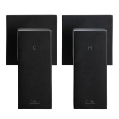 Cefito Home & Garden > Bathroom Accessories > Shower Accessories Cefito Shower Twins Tap Wall Bath Taps Brass Hot Cold Basin Bathroom Black