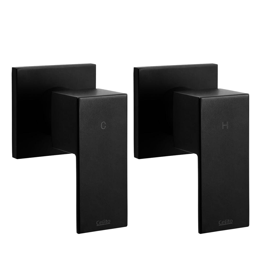 Cefito Home & Garden > Bathroom Accessories > Shower Accessories Cefito Shower Twins Tap Wall Bath Taps Brass Hot Cold Basin Bathroom Black