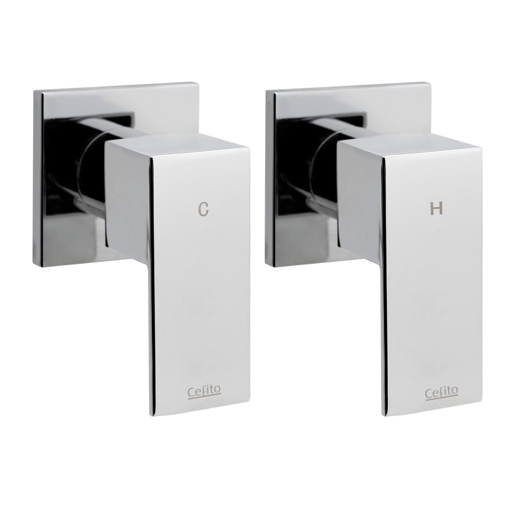 Cefito Home & Garden > Bathroom Accessories > Shower Accessories Cefito Shower Twins Tap Wall Bath Taps Brass Hot Cold Basin Bathroom Chrome