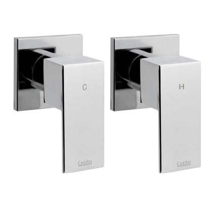Cefito Home & Garden > Bathroom Accessories > Shower Accessories Cefito Shower Twins Tap Wall Bath Taps Brass Hot Cold Basin Bathroom Chrome