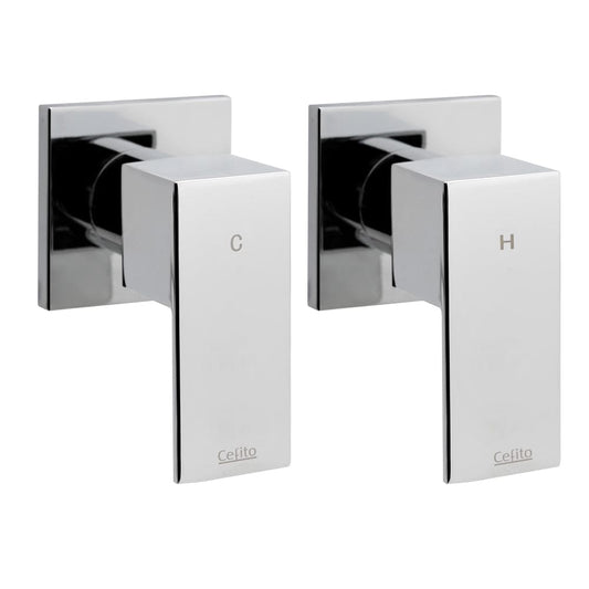 Cefito Home & Garden > Bathroom Accessories > Shower Accessories Cefito Shower Twins Tap Wall Bath Taps Brass Hot Cold Basin Bathroom Chrome