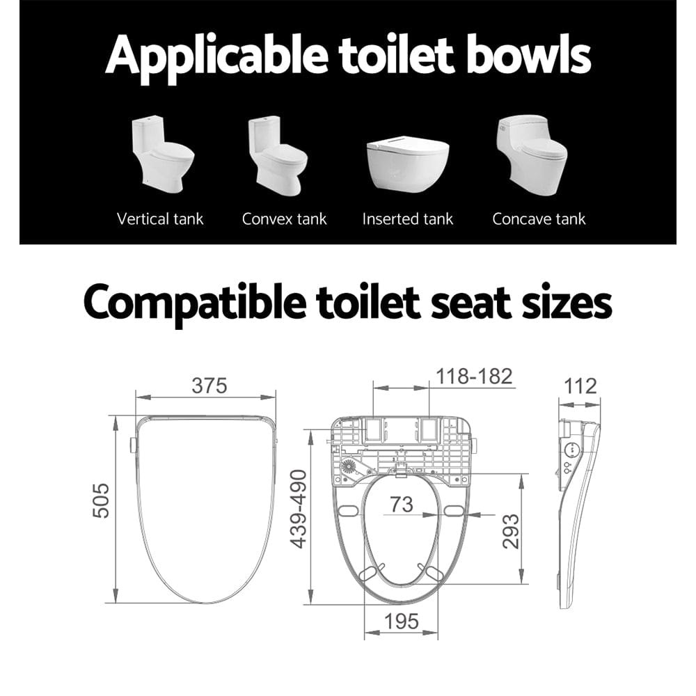 Cefito Home & Garden > Bathroom Accessories > Toilet & Bidet Accessories Cefito Bidet Electric Toilet Seat Cover Remote Control