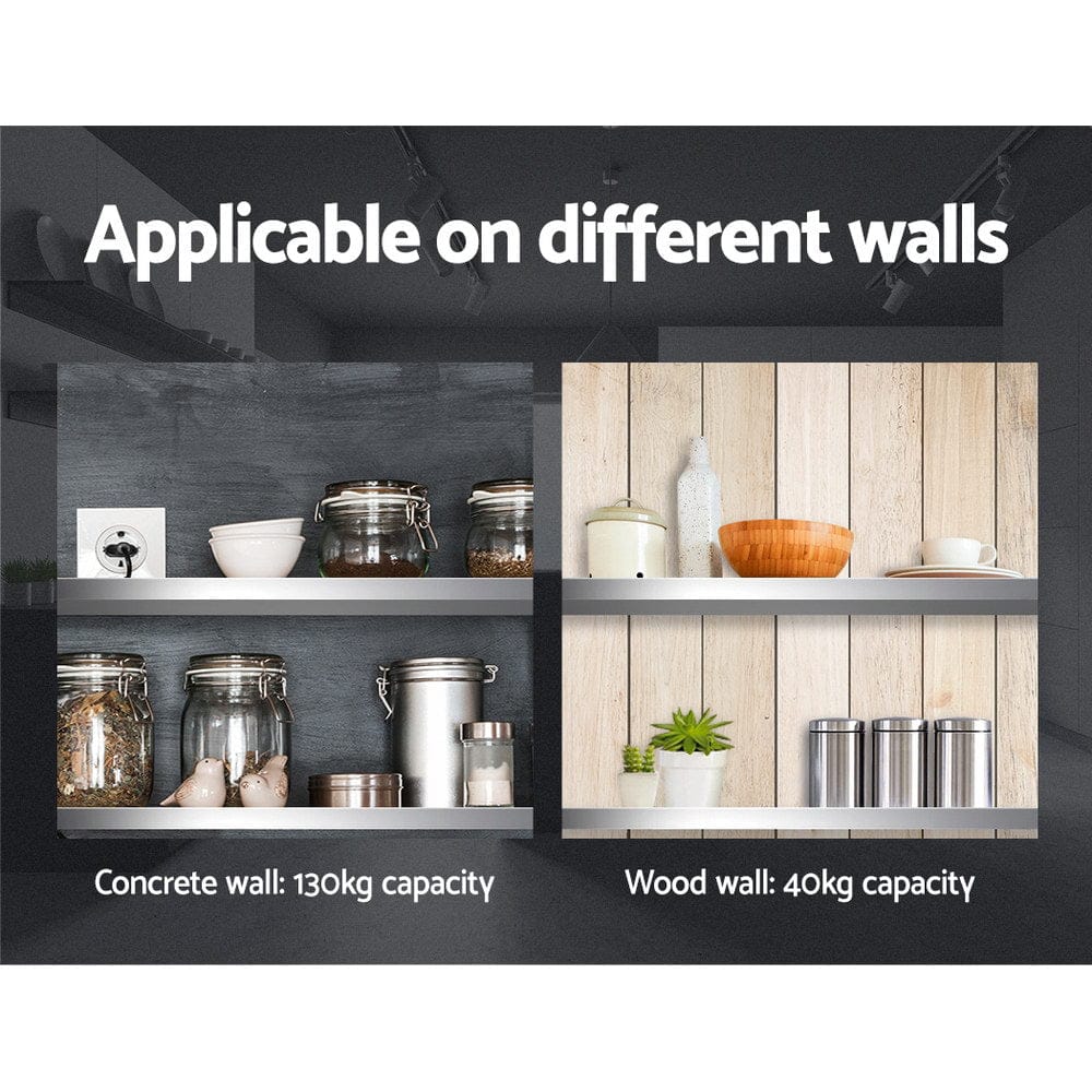 Cefito Home & Garden > DIY > Kitchen & Bathroom DIY Cefito 900mm Stainless Steel Kitchen Wall Shelf Mounted Rack
