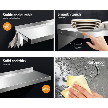 Cefito Home & Garden > DIY > Kitchen & Bathroom DIY Cefito 900mm Stainless Steel Kitchen Wall Shelf Mounted Rack