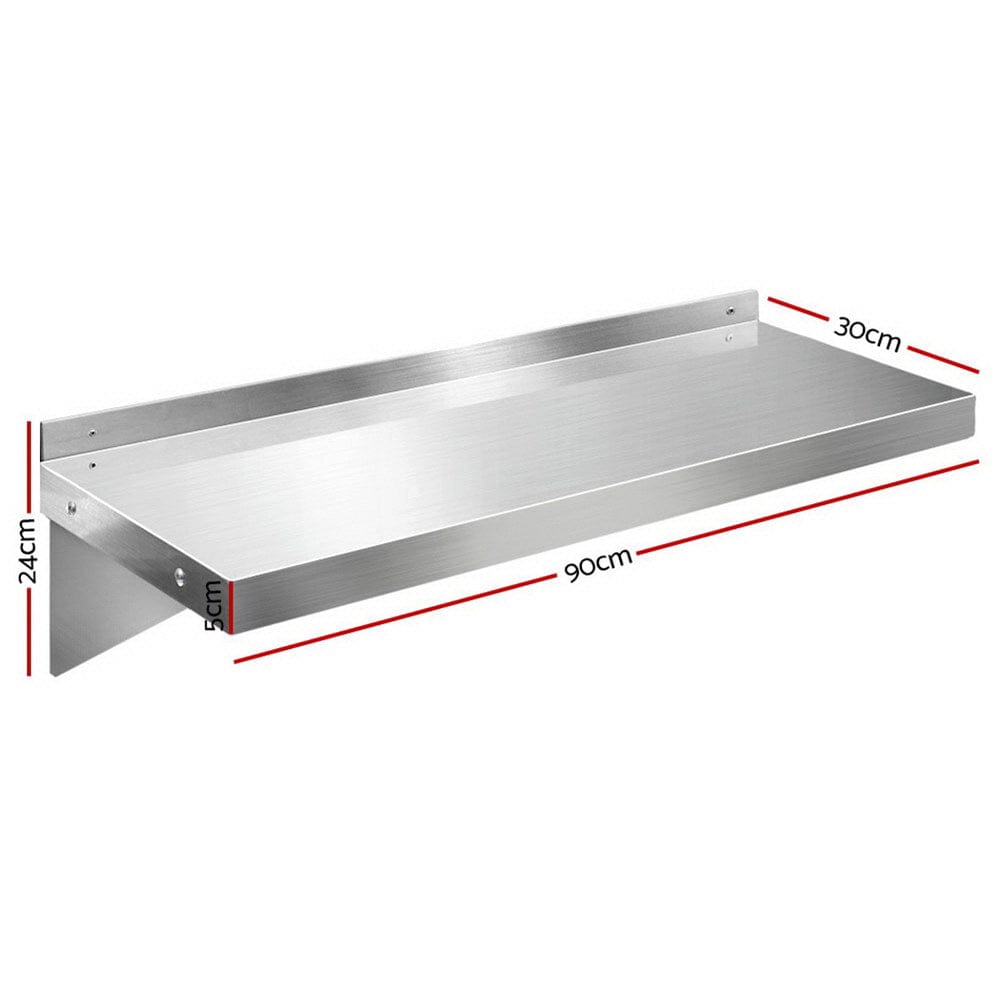 Cefito Home & Garden > DIY > Kitchen & Bathroom DIY Cefito 900mm Stainless Steel Kitchen Wall Shelf Mounted Rack