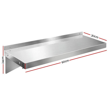 Cefito Home & Garden > DIY > Kitchen & Bathroom DIY Cefito 900mm Stainless Steel Kitchen Wall Shelf Mounted Rack