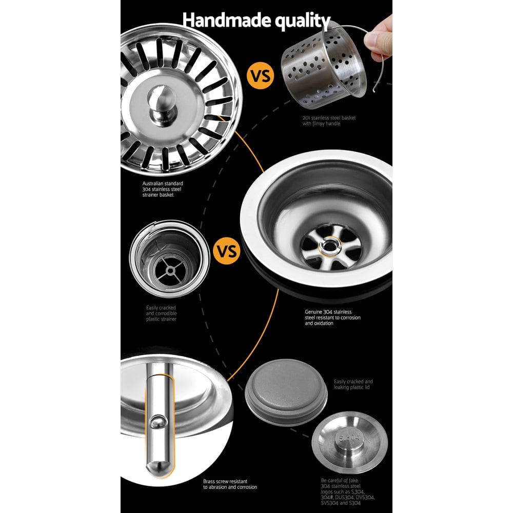 Cefito Home & Garden > DIY > Kitchen & Bathroom DIY Cefito Handmade Kitchen Sink Stainless steel Sink 44cm x 45cm