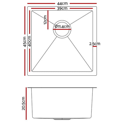 Cefito Home & Garden > DIY > Kitchen & Bathroom DIY Cefito Handmade Kitchen Sink Stainless steel Sink 44cm x 45cm
