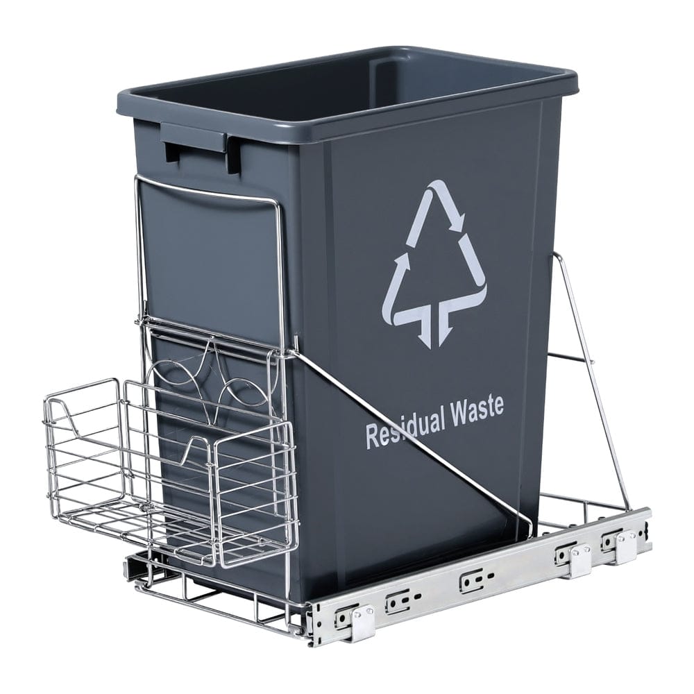 Cefito Home & Garden > Kitchen Bins > Pull Out Bins Cefito Pull Out Bin Kitchen Cabinet Slide Garbage Rubbish Bins Basket 40L Grey