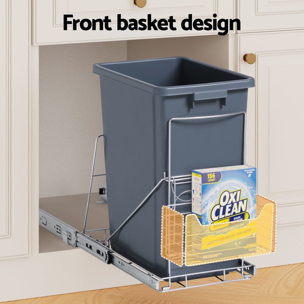 Cefito Home & Garden > Kitchen Bins > Pull Out Bins Cefito Pull Out Bin Kitchen Cabinet Slide Garbage Rubbish Bins Basket 40L Grey