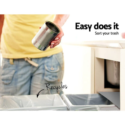 Cefito Home & Garden > Kitchen Bins > Pull Out Bins Cefito Pull Out Bin Kitchen Double Basket 2X20L Grey