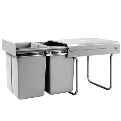 Cefito Home & Garden > Kitchen Bins > Pull Out Bins Cefito Pull Out Bin Kitchen Double Basket 2X20L Grey