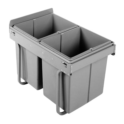 Cefito Home & Garden > Kitchen Bins > Pull Out Bins Cefito Pull Out Bin Kitchen Double Basket 2X20L Grey
