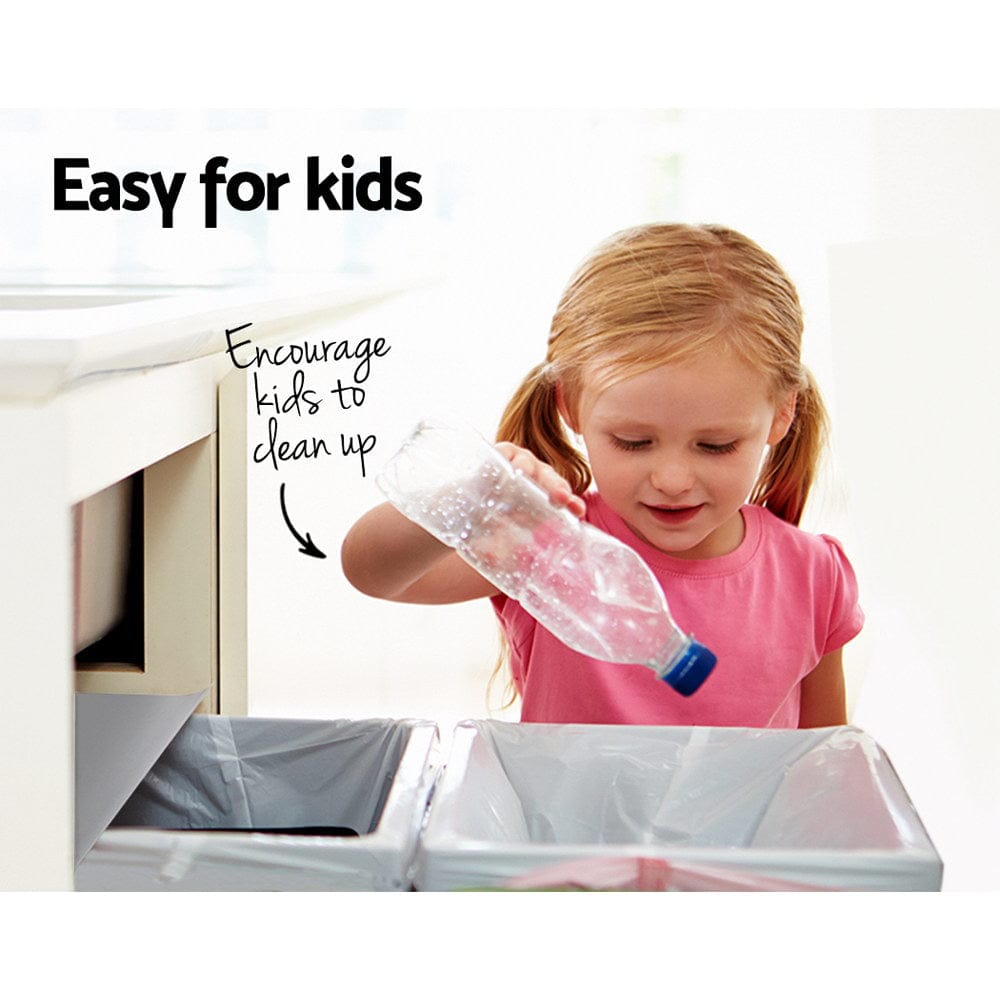 Cefito Home & Garden > Kitchen Bins > Pull Out Bins Cefito Pull Out Bin Kitchen Double Basket 2X20L Grey
