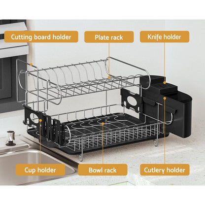 Cefito Home & Garden > Kitchenware > Dish Racks Cefito Dish Rack Drying Drainer Cup Holder Cutlery Tray Kitchen Organiser 2-Tier