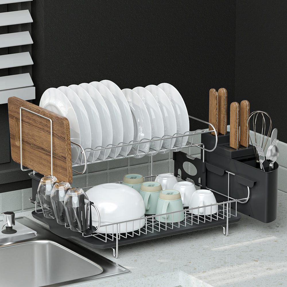 Cefito Home & Garden > Kitchenware > Dish Racks Cefito Dish Rack Drying Drainer Cup Holder Cutlery Tray Kitchen Organiser 2-Tier