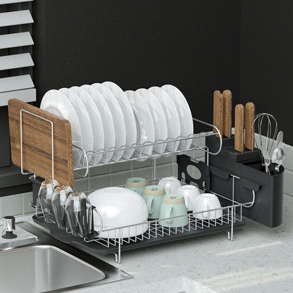 Cefito Home & Garden > Kitchenware > Dish Racks Cefito Dish Rack Drying Drainer Cup Holder Cutlery Tray Kitchen Organiser 2-Tier