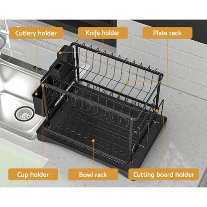 Cefito Home & Garden > Kitchenware > Dish Racks Cefito Dish Rack Expandable Drying Drainer Cutlery Holder Tray Kitchen 2 Tiers
