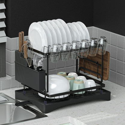Cefito Home & Garden > Kitchenware > Dish Racks Cefito Dish Rack Expandable Drying Drainer Cutlery Holder Tray Kitchen 2 Tiers