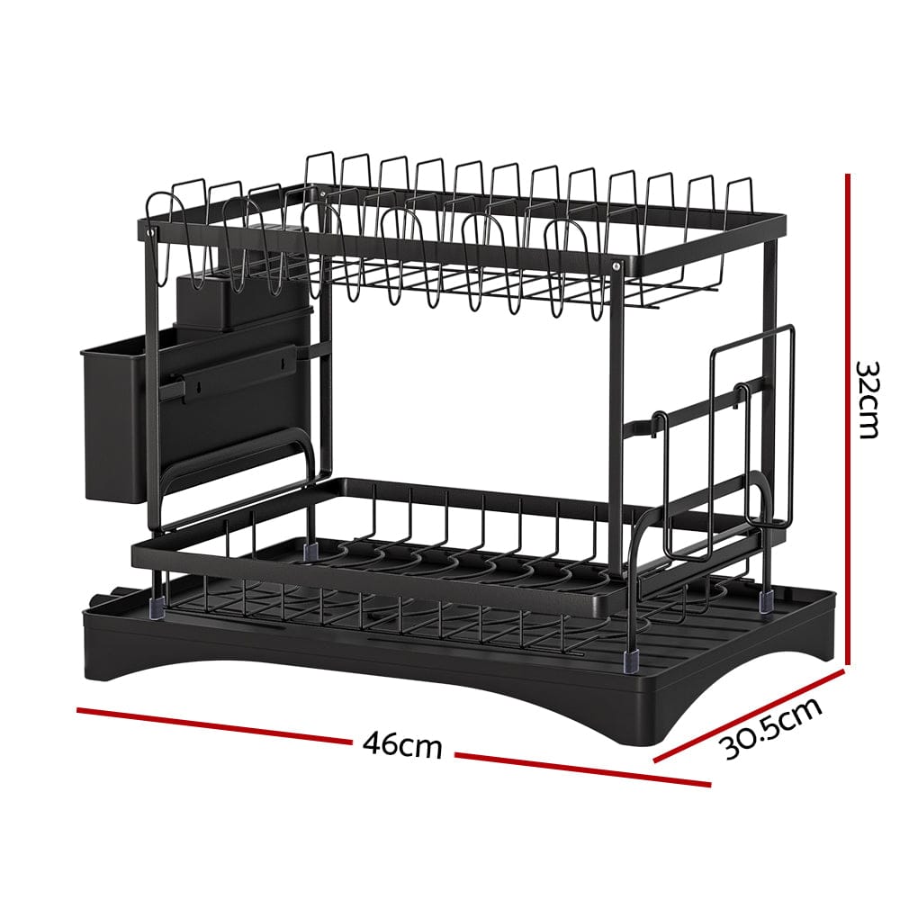 Cefito Home & Garden > Kitchenware > Dish Racks Cefito Dish Rack Expandable Drying Drainer Cutlery Holder Tray Kitchen 2 Tiers