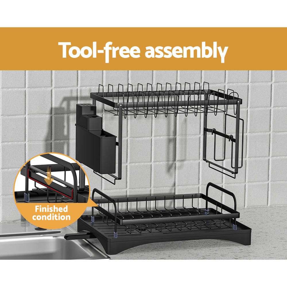 Cefito Home & Garden > Kitchenware > Dish Racks Cefito Dish Rack Expandable Drying Drainer Cutlery Holder Tray Kitchen 2 Tiers