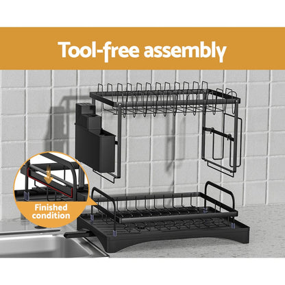 Cefito Home & Garden > Kitchenware > Dish Racks Cefito Dish Rack Expandable Drying Drainer Cutlery Holder Tray Kitchen 2 Tiers