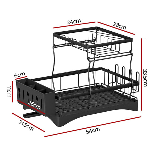 Cefito Home & Garden > Kitchenware > Dish Racks Cefito Dish Rack Expandable Drying Drainer Cutlery Holder Tray Kitchen 2 Tiers