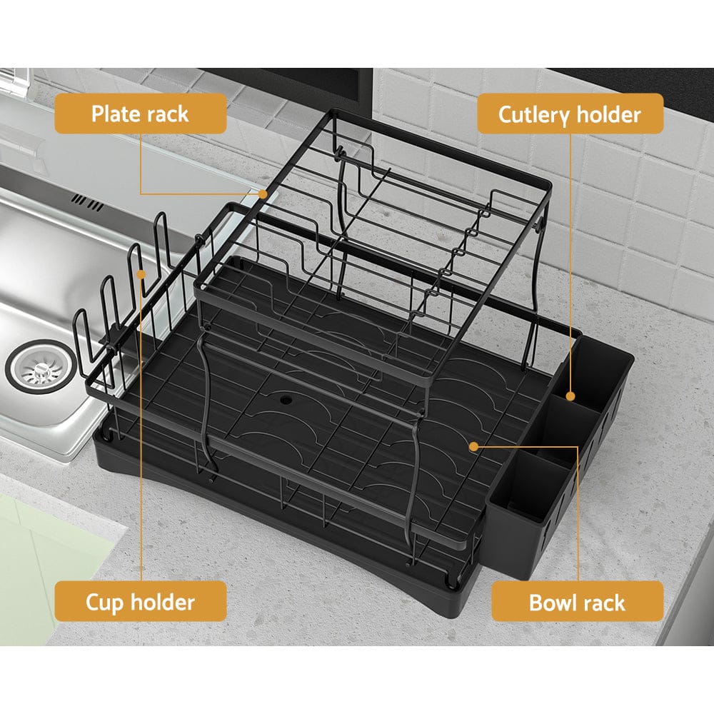 Cefito Home & Garden > Kitchenware > Dish Racks Cefito Dish Rack Expandable Drying Drainer Cutlery Holder Tray Kitchen 2 Tiers