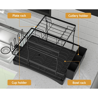 Cefito Home & Garden > Kitchenware > Dish Racks Cefito Dish Rack Expandable Drying Drainer Cutlery Holder Tray Kitchen 2 Tiers
