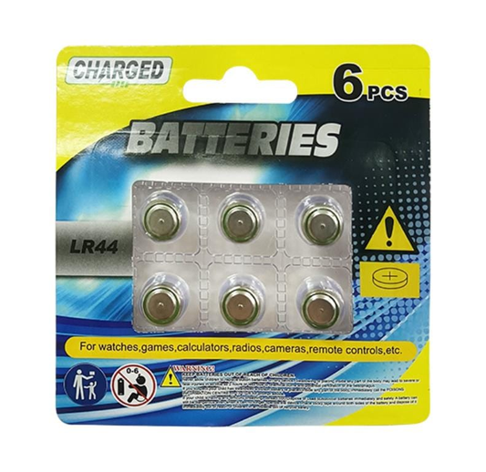 Charged Batteries 6 Pcs Button Cell Watch Games Batteries Camera Calculators Remote LR44 Sealed