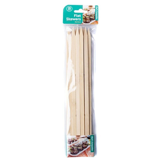 Chef's Companion BBQ Skewers 25x Bamboo Flat ECO Skewers BBQ Picnic Barbecue Party Needle 29cm