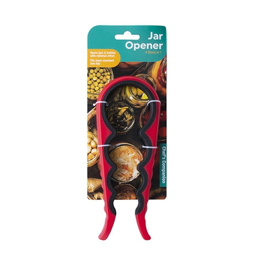 Chef's Companion Jar Opener Red 2x 4 In1 Rubber Multi Purpose Can Opener Jar Lids Cap Arthritis Bottle Easy Grip