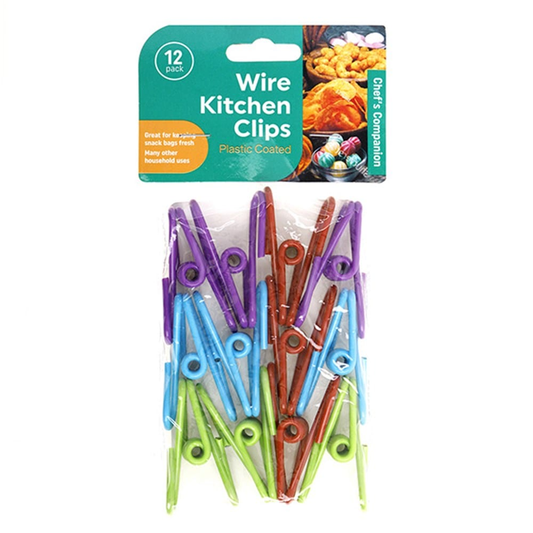 Chefs Companion Bag clips 12 Pack Reusable Bag Clips Food Storage Locks Kitchen Fresh Seal Colorful Wire