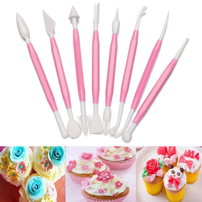 Chefs Companion Cake carving tool 8pcs Cake Carving Tools Baking Pastry Pens Decorating Icing Cutting Shaping