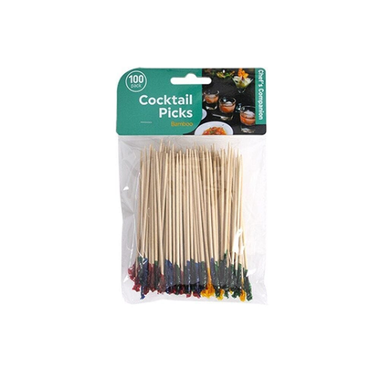 Chefs Companion Cocktail Picks 100x Cocktail Pick Bamboo Catering Party Disposable Finger Food Wooden Toothpick