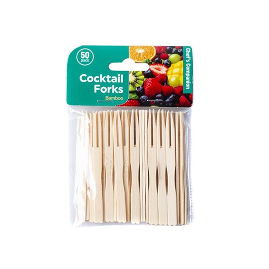 Chefs Companion Cocktail Picks 50pc Mini Bamboo Catering Forks Party Picks Finger Food Tasting Sticks Cocktail
