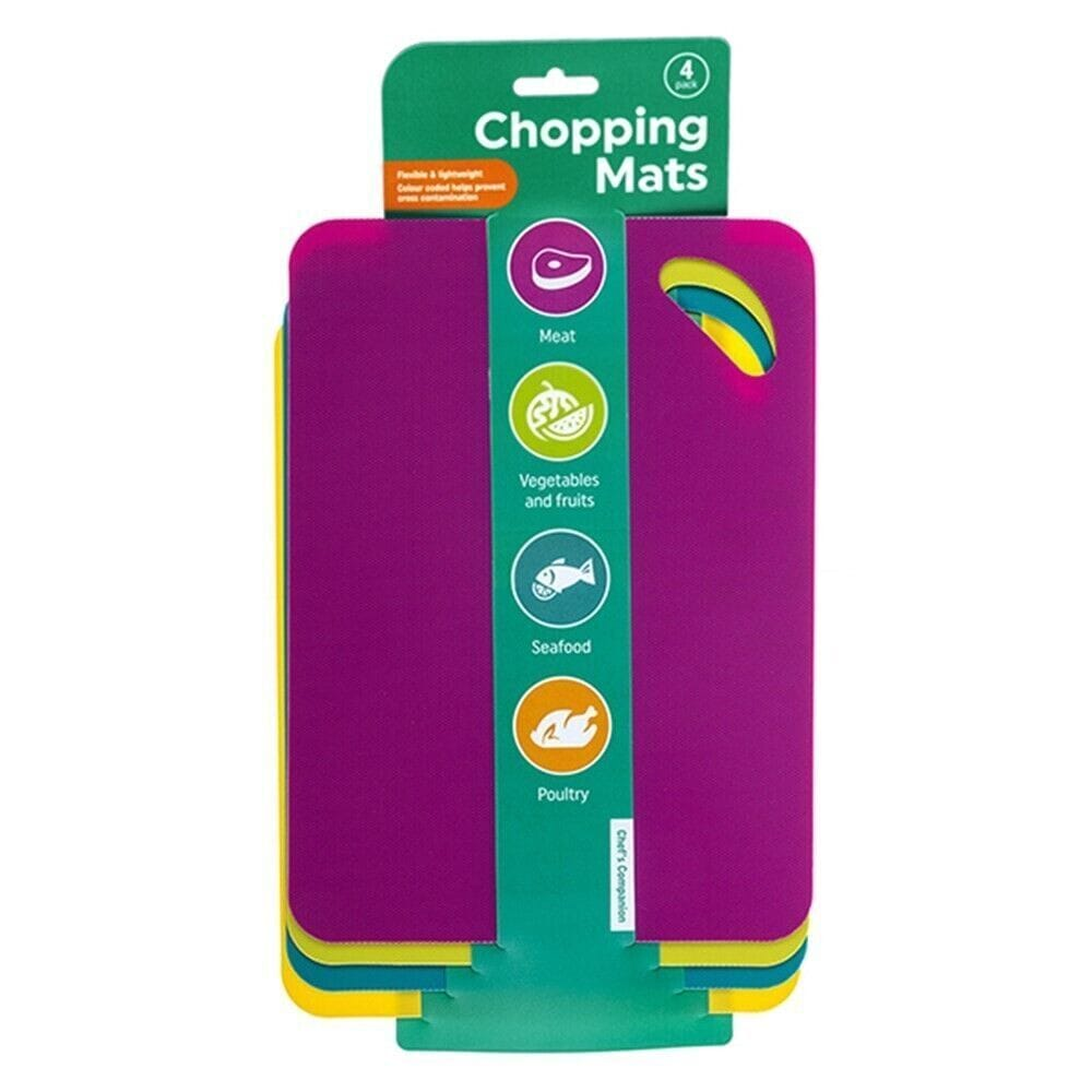 Chefs Companion cutting mats 4 pack Flexible Non Skid Chopping Mat Board Kitchen Thin Cooking Cutting Board