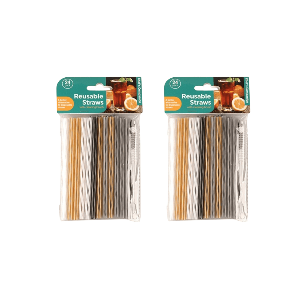 Chefs Companion Drinking straw 48pcs Reusable Plastic Straws Party Drinking Straw Cleaning Colourful Long 14cm
