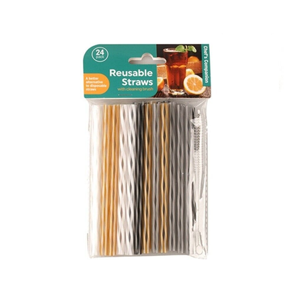 Chefs Companion Drinking straw 48pcs Reusable Plastic Straws Party Drinking Straw Cleaning Colourful Long 14cm
