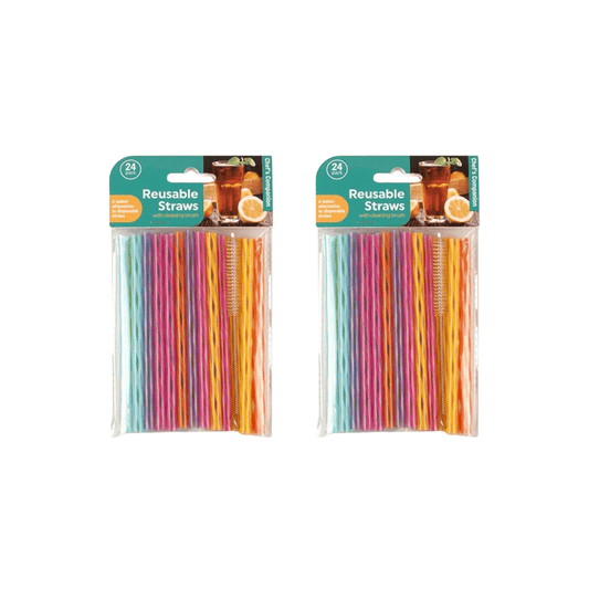 Chefs Companion Drinking straw 48pcs Reusable Plastic Straws Party Drinking Straw Cleaning Colourful Long 14cm