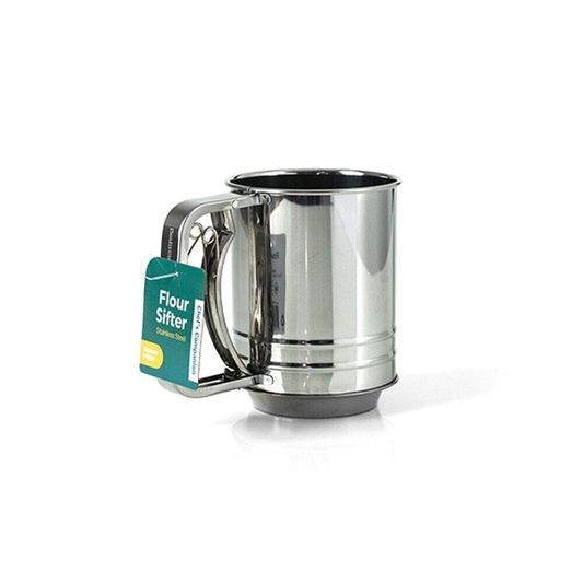 Chefs Companion Flour sifter Mesh Flour Sifter Baking Icing Sieve Strainer Cup Sugar Shaker Mechanical Metal