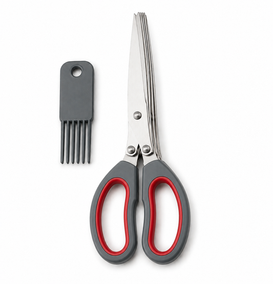 Chefs Companion Kitchen Scissor Multi Blade Edge Herb Dicing Stainless Steel Scissors Shears w/ Cleaning Comb