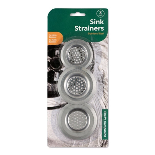 Chefs Companion Kitchen Utensils 3Pcs Sink Strainer Stainless Steel Kitchen Filter Heavy Weight Design Bath Drain
