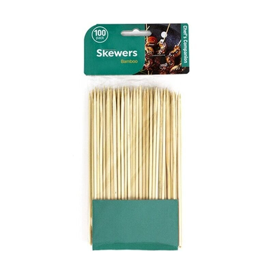 Chefs Companion Skewers 100 x Bamboo Round ECO Skewers BBQ Picnic Barbecue Party Needle 15cmx2.5mm