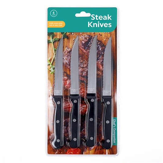 Chefs Companion Steak Knives 4 Steak Knives Dinner Food Meat Stainless Steel Sharp Serrated Knife