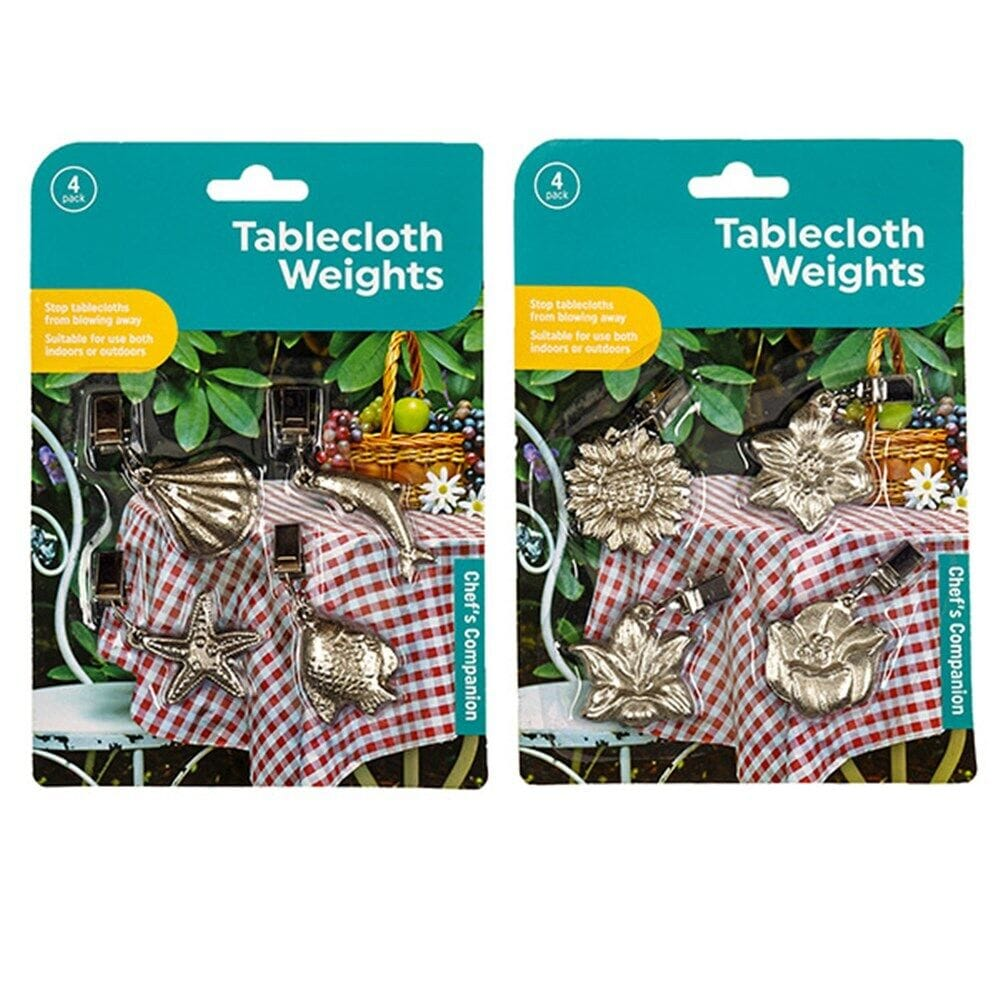 Chefs Companion Tablecloth Weights 4 X Tablecloth Table Cloth Cover Weight Clip Clamp Silver Metal Party Picnic
