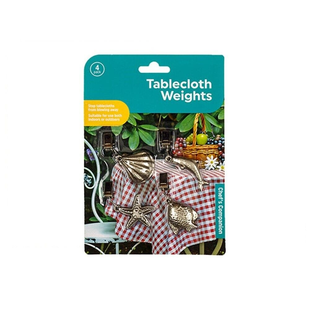 Chefs Companion Tablecloth Weights Sea 4 X Tablecloth Table Cloth Cover Weight Clip Clamp Silver Metal Party Picnic