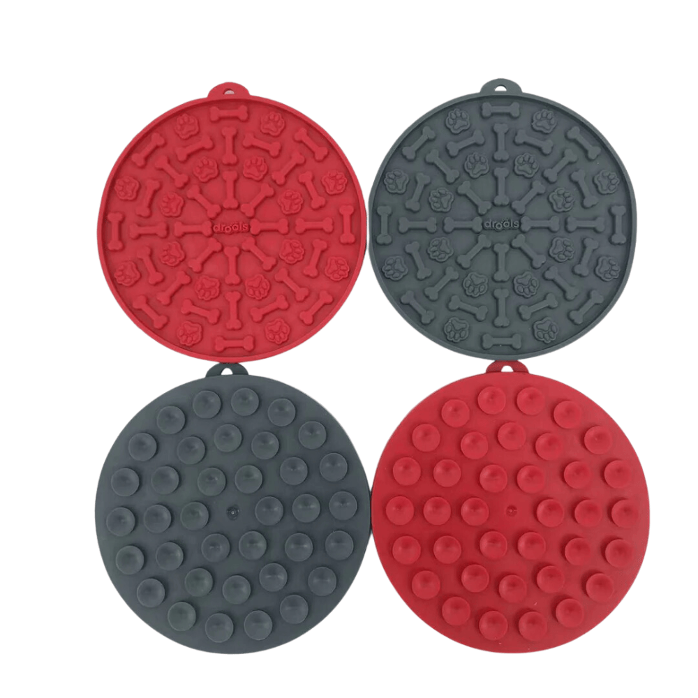Chompers Treat Mat Chompers Pet Gear Spread Lick Treat Mat Pad Suction Cup Dog Grey Red Food Bowl